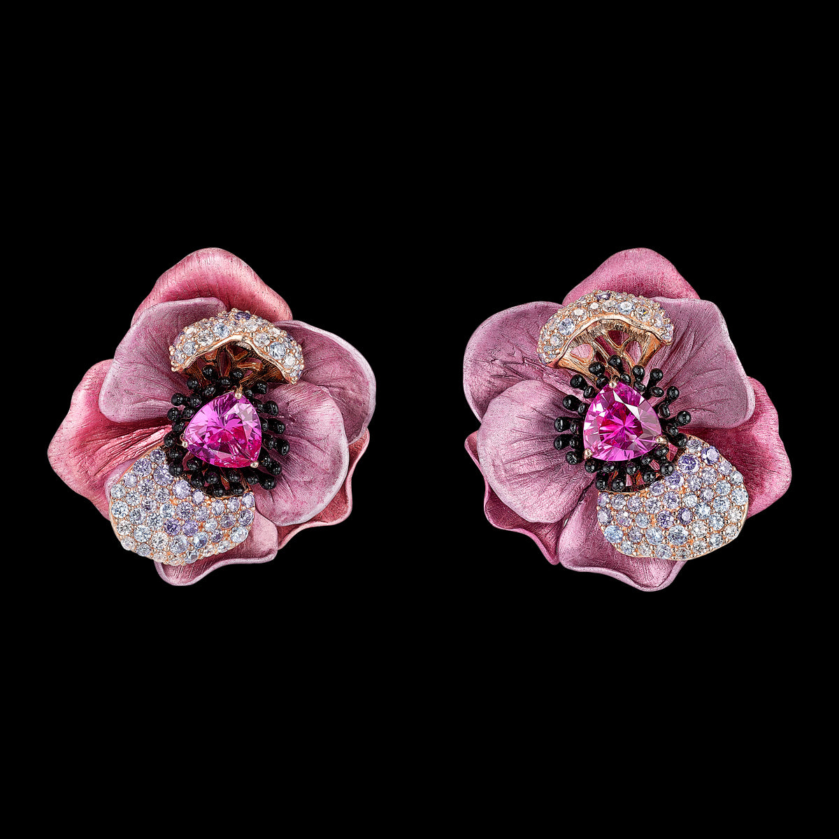 Rose Bloom Earrings, Earrings, Anabela Chan Joaillerie - Fine jewelry with laboratory grown and created gemstones hand-crafted in the United Kingdom. Anabela Chan Joaillerie is the first fine jewellery brand in the world to champion laboratory-grown and created gemstones with high jewellery design, artisanal craftsmanship and a focus on ethical and sustainable innovations.